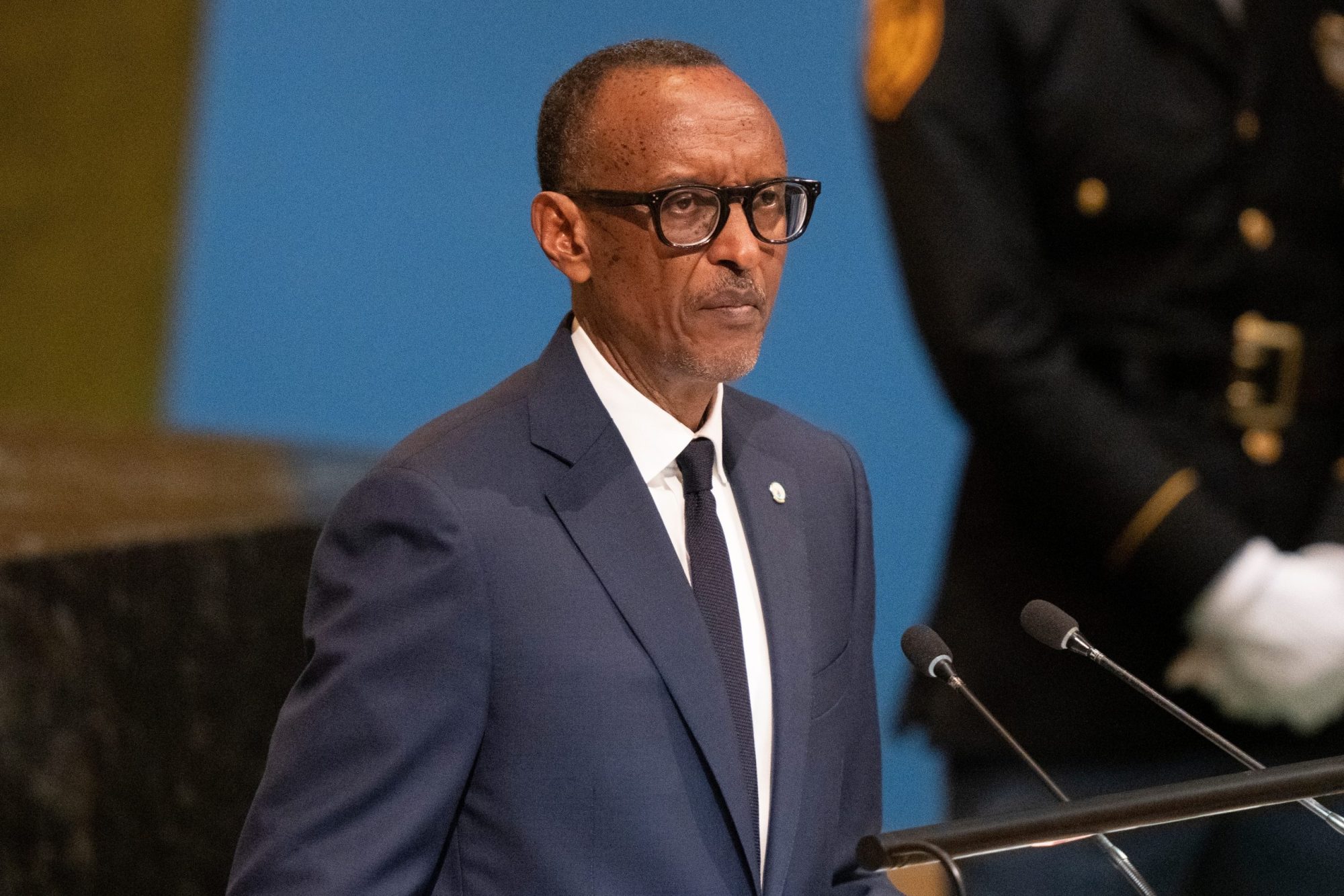 Rwanda President Paul Kagame speaking. Election has not yet occured