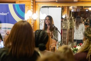 Shobna Ladva from Bayer delivering her speech at our International Women's Day Reception.