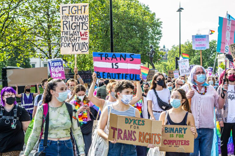 Image of trans rights protesters in London