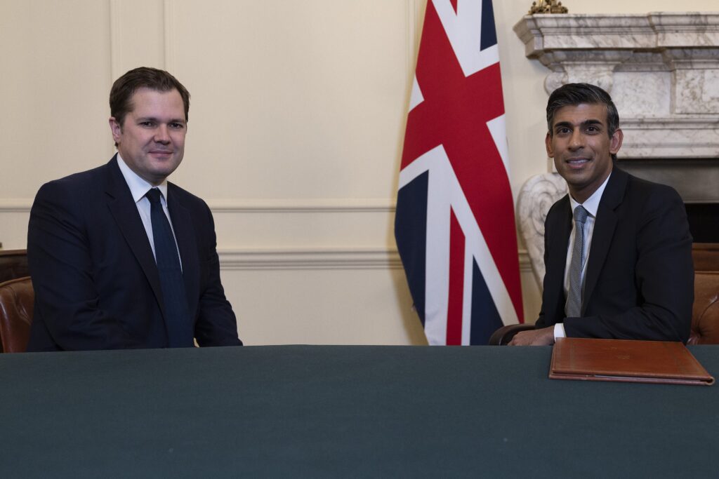 Now Reform MP Robert Jenrick next to former Prime Minister Rishi Sunak, before Jenrick's defection from the Conservative Party.