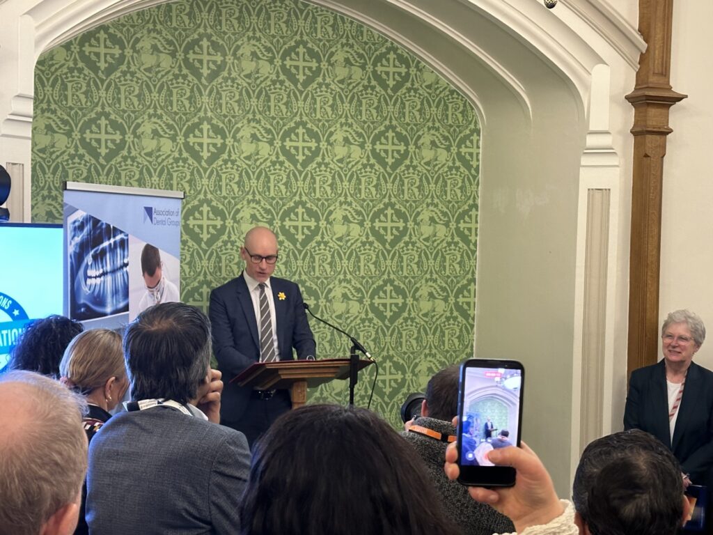 Minister for Care and dentistry, Stephen Kinnock told the Association of Dental Groups reception that "We all know that "we must do better for patients"