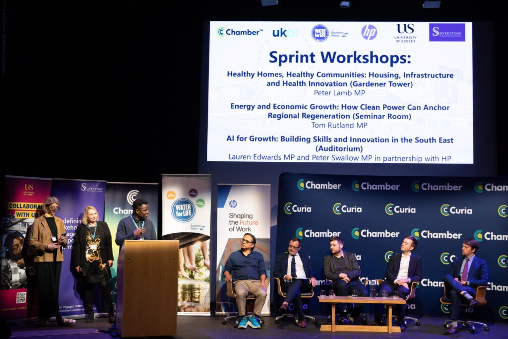 A sprint participant presented the findings on clean power from the group to leaders from across the South East and nationally