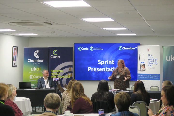 Curia recently hosted the Accelerating NHS Innovation conference in Barnsley discussing the future of weight management with West Yorkshire Health and Care Partnership. Photo: Chair, Curia, Health, Care, and Life Sciences Research Group, Rt Hon Andrew Stephenson CBE and Head of Population Health, West Yorkshire Health and Care Partnership, Emmerline Irving.