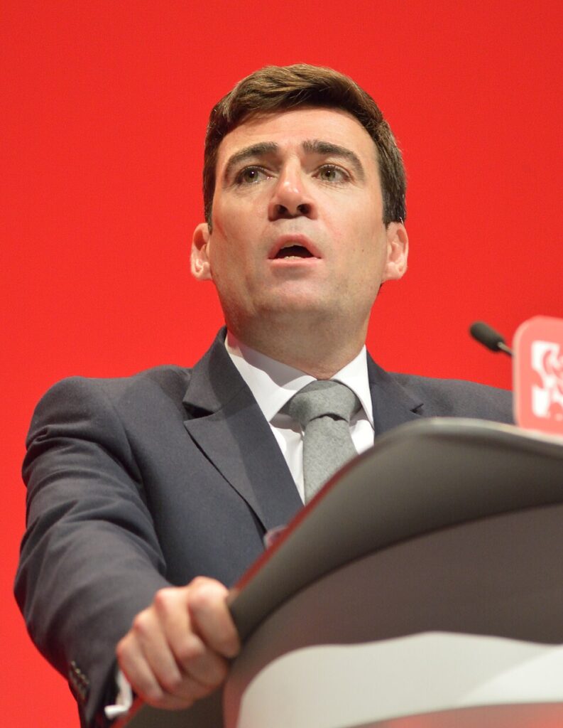 Andy Burnham delivers speech at Labour Party conference.
