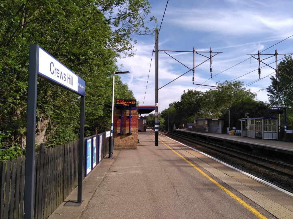Crews Hill station offers direct rail connections into central London in under 45 minutes, highlighting the area’s strong existing transport links. (Photo: James Cracknell)