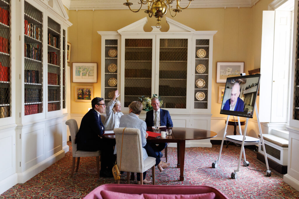 Prime Minister Andy Burnham met with Yvette Cooper, Secretary of State for Health and Social Care, Sir Ed Davey, Stuart Andrew and Baroness Louise Casey to discuss a national care service at one of his first meetings. (Photo: Lauren Hurley/No 10 Downing Street)