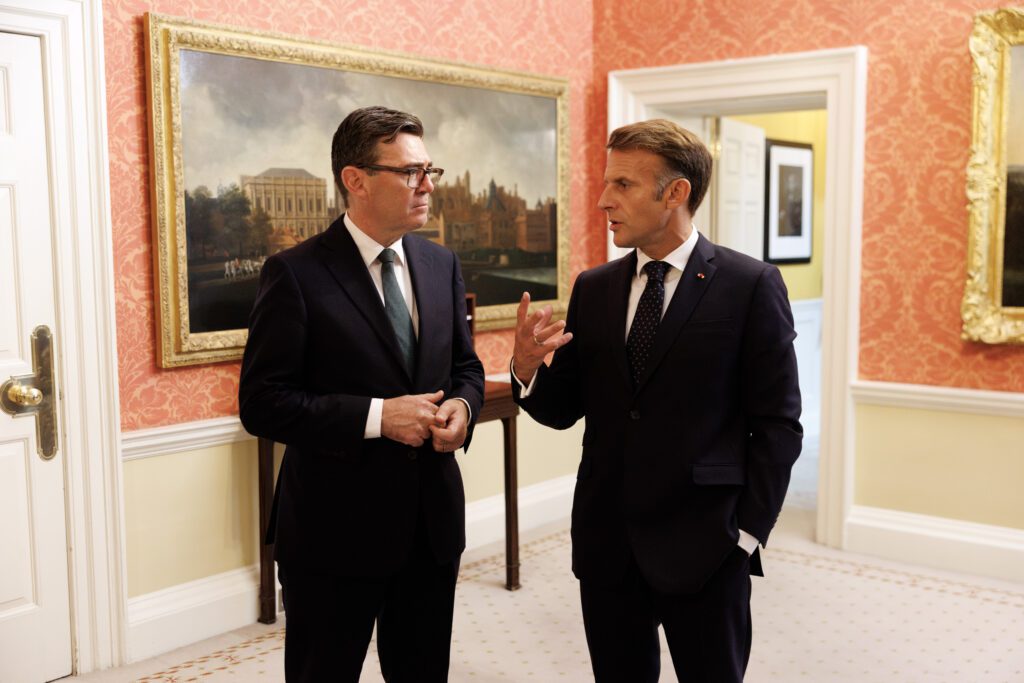 Prime Minister Andy Burnham and his wife Marie-France van Heel meet Emmanuel Macron, President of France and Brigitte Macron, First Lady of France at 10 Downing Street. The Prime Minister said the progress seen this summer on small boat crossings demonstrates what can be achieved when the UK and France work together - but could it lead to EU membership? (Photo: Simon Dawson/No 10 Downing Street)