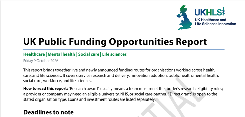 UK Public Funding and Procurement Opportunities Report